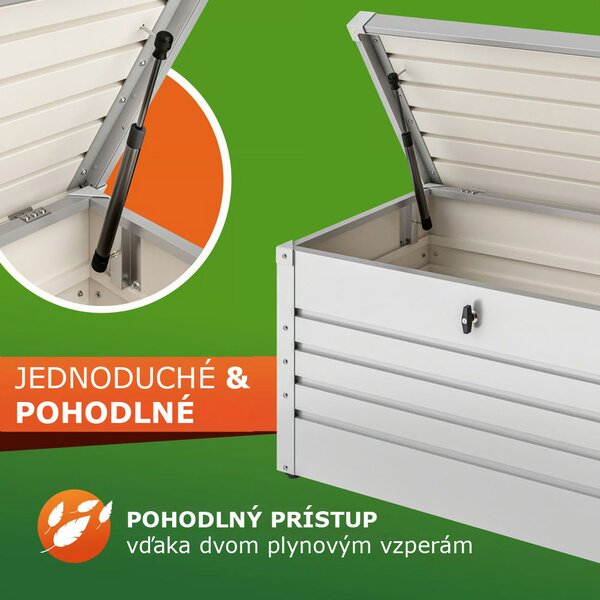 Kovový úložný box METALBOX, 385L, 120x62x63cm, šedá Gardebruk