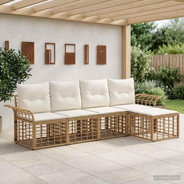 Maison Exclusive – Vonkajšia sedacia súprava, 5 kusov. Prírodný, krémovo biely polyester
