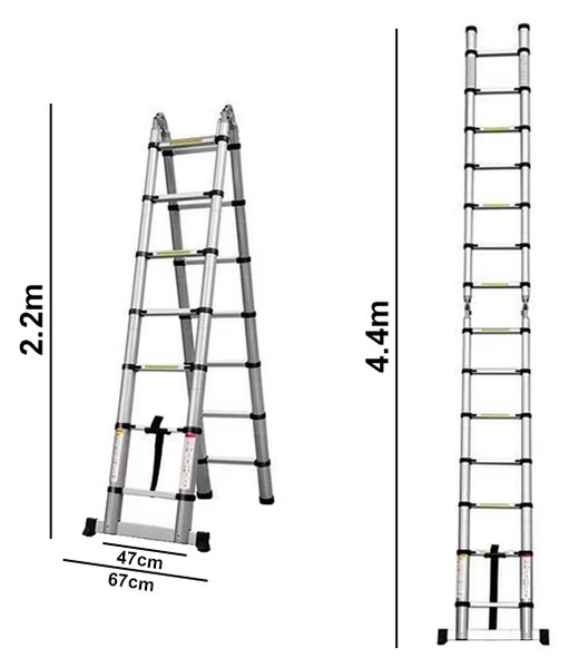 Ladmax™ Hliníkový Teleskopický Skladací Rebrík 220-440 Cm
