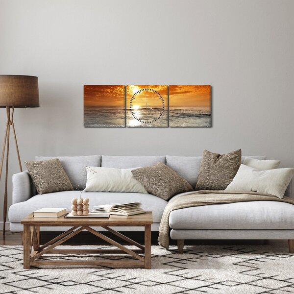 Obraz západ slnka na Korzike (s hodinami) (90x30 cm)