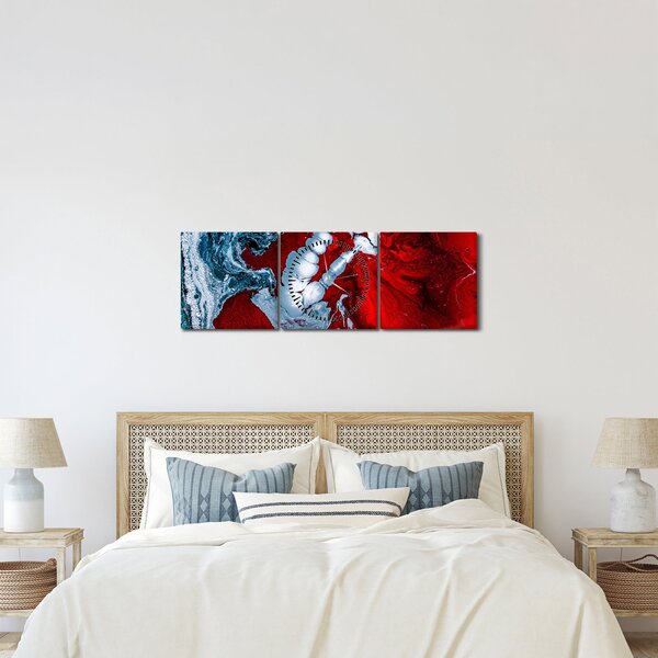 Obraz abstraktných škvŕn (s hodinami) (90x30 cm)