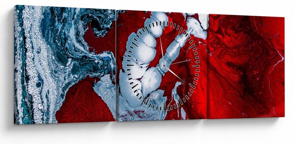 Obraz abstraktných škvŕn (s hodinami) (90x30 cm)