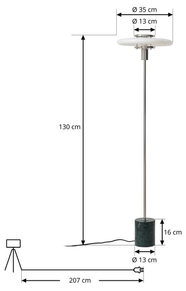 Lindby Stojacia lampa Branford, retro, biela/zelená, opálové sklo/mramor, Zelená, Obývacia izba / jedáleň, Sklo, Vintage, Stojaca lampa