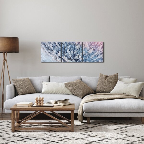 Obraz zasnežených stromov (s hodinami) (90x30 cm)