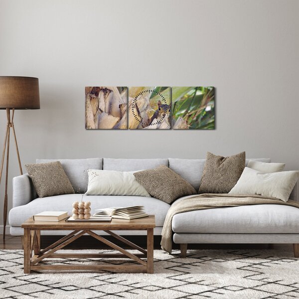 Obraz veveričky na strome (s hodinami) (90x30 cm)