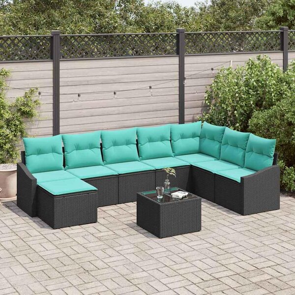 Maison Exclusive – Sedacia súprava, 9 kusov, čierna [syntetický materiál]: Polyratan