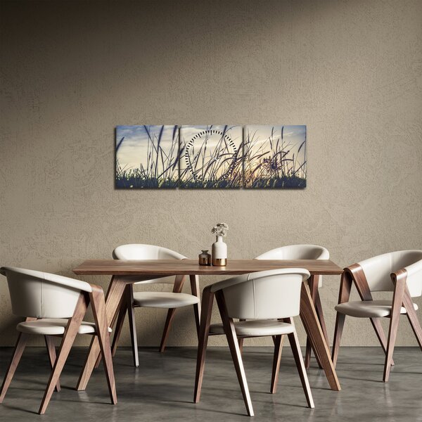 Obraz lúčnych kvetov (s hodinami) (90x30 cm)