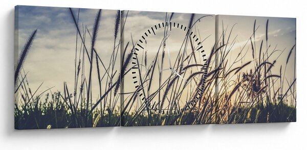 Obraz lúčnych kvetov (s hodinami) (90x30 cm)
