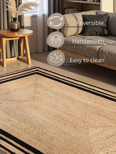 Hanse Home, Kusový koberec Looma 106302 Natural Gold Black, 120x170, béžová, chodba / predsieň