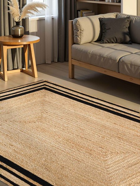 Hanse Home, Kusový koberec Looma 106302 Natural Gold Black, 120x170, béžová, chodba / predsieň