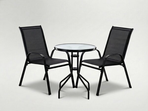 CH 3-dielny záhradný balkónový set nábytku - čierna
