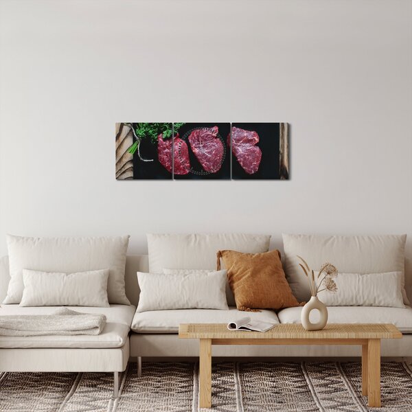 Obraz mäsa na tanieri (s hodinami) (90x30 cm)