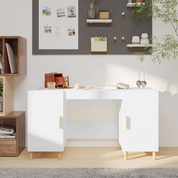 Maison Exclusive - písací stôl biely 140x50x75 cm drevený materiál
