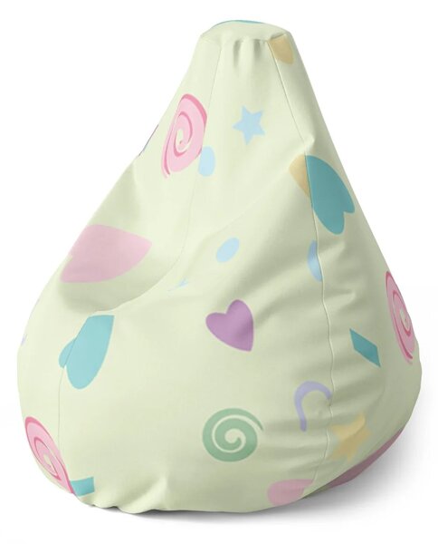 Sablio Sedací vak Pear Srdiečka a špirály XL - 70 x 95 x 15 cm