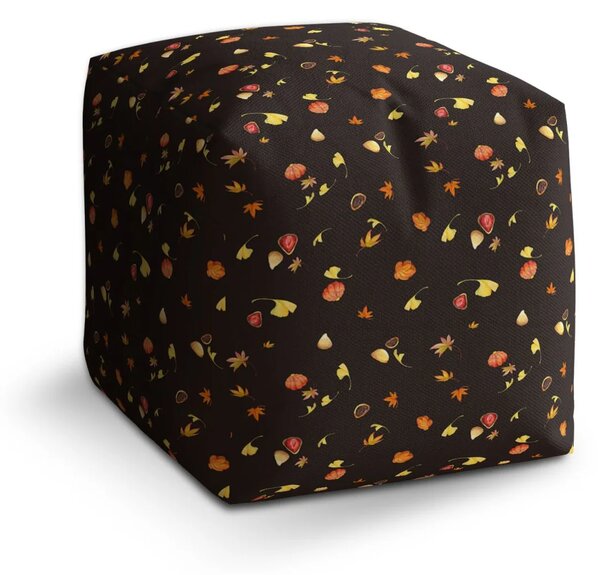 Sablio Taburet Cube Jeseň na čiernej - 40x40x40 cm