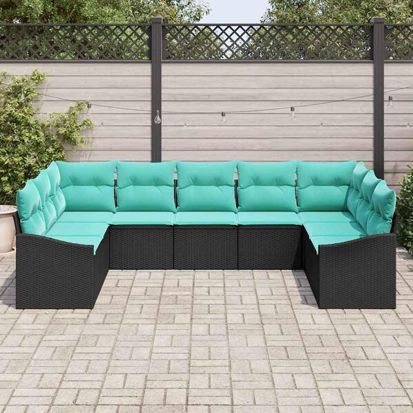 Maison Exclusive – Sedacia súprava, 9 kusov, čierna [syntetický materiál]: Polyratan