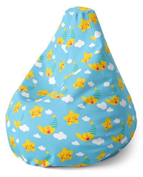 Sablio Sedací vak Pear Hviezdy a mesiace - 70 x 95 x 15 cm