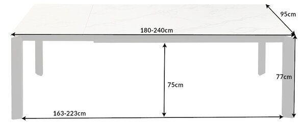 Rozťahovací jedálenský stôl Narissara X7 180-240 cm biely - vzor mramor