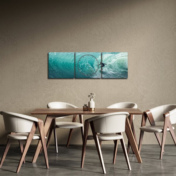 Obraz surfovanie (s hodinami) (90x30 cm)