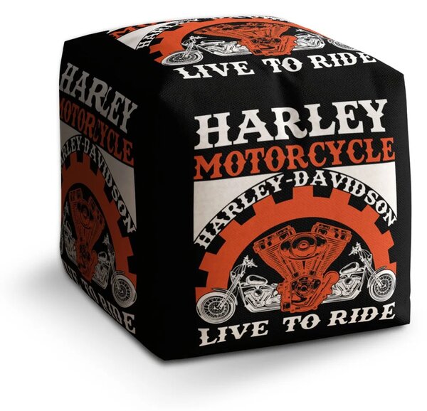 Sablio Taburet Cube Harley-Davidson Live to ride - 40x40x40 cm