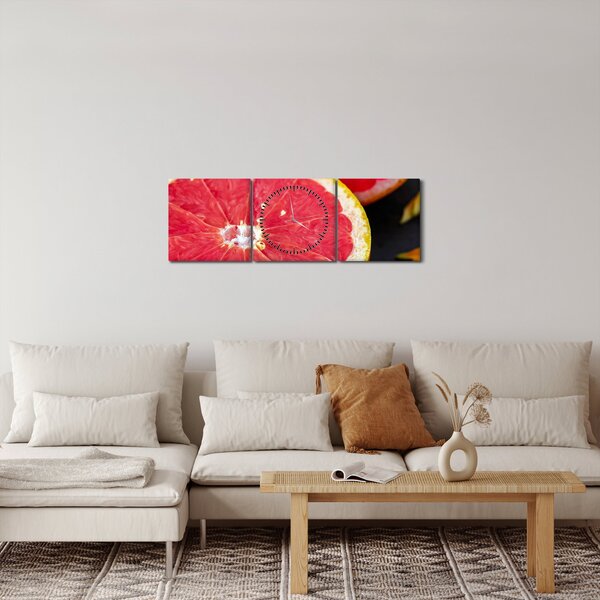 Obraz rozkrojených grapefruitov (s hodinami) (90x30 cm)