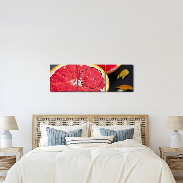 Obraz rozkrojených grapefruitov (s hodinami) (90x30 cm)