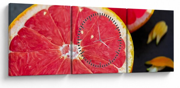 Obraz rozkrojených grapefruitov (s hodinami) (90x30 cm)