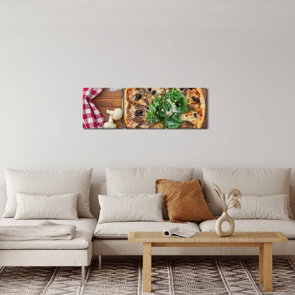 Obraz pizze (s hodinami) (90x30 cm)