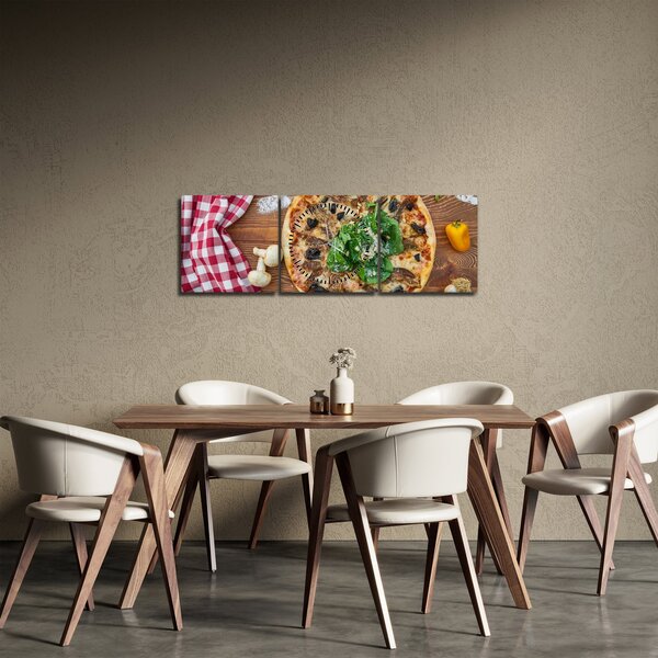 Obraz pizze (s hodinami) (90x30 cm)