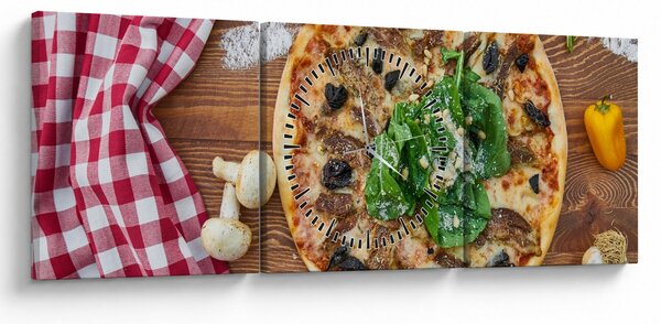 Obraz pizze (s hodinami) (90x30 cm)