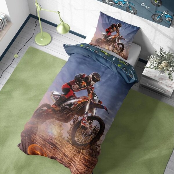 Bavlnené posteľné obliečky Motokros
