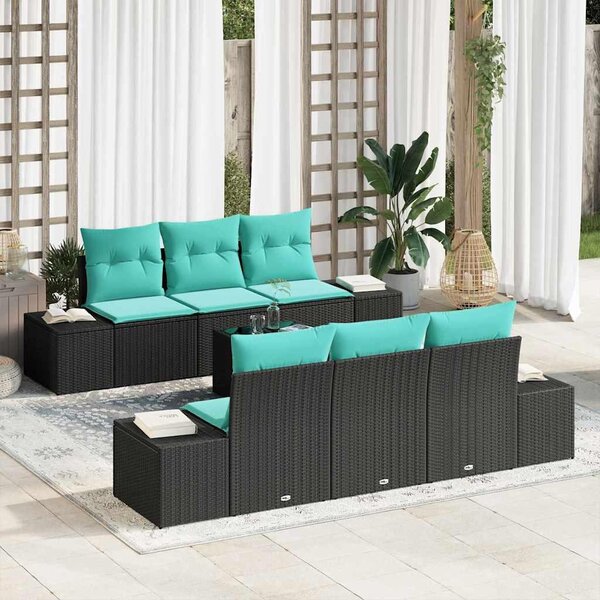 Maison Exclusive – Sedacia súprava, 7 kusov, čierna [syntetický materiál]: Polyratan