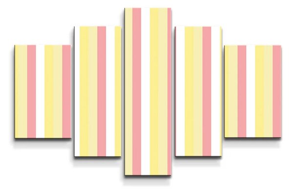 Sablio Obraz - 5-dílný Žlto-ružové pruhy - 125x90 cm