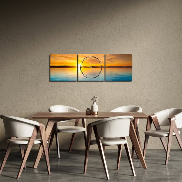 Obraz východu slnka (s hodinami) (90x30 cm)
