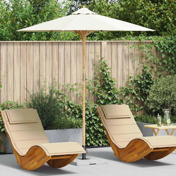 Maison Exclusive – Záhradný slnečník, priemer 217 x 230 cm, bambus, okrúhly, krémovo biely