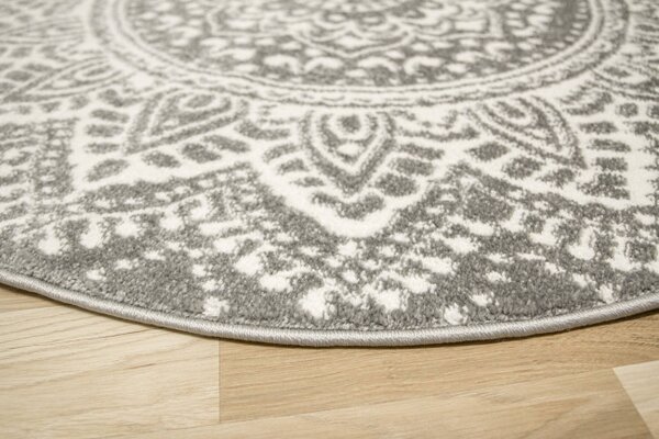 Koberec Lima G757A mandala, krémový / sivý kruh