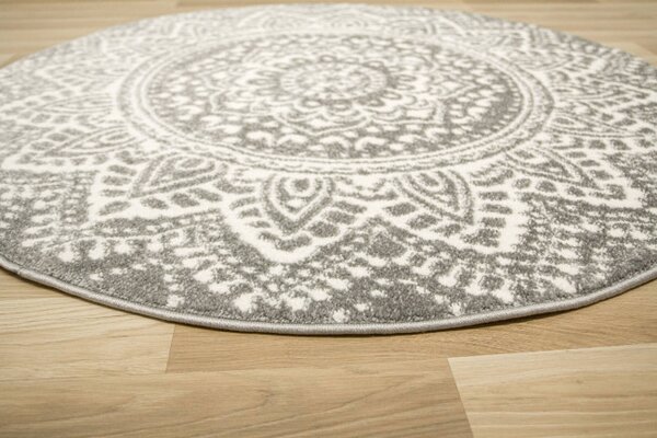 Koberec Lima G757A mandala, krémový / sivý kruh