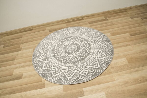 Koberec Lima G757A mandala, krémový / sivý kruh
