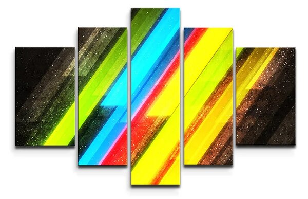 Sablio Obraz - 5-dílný Pruhovaná abstrakcia - 125x90 cm