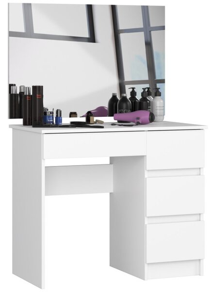 Toaletný stolík so zrkadlom T-6/SL 900x600 pravý, biely