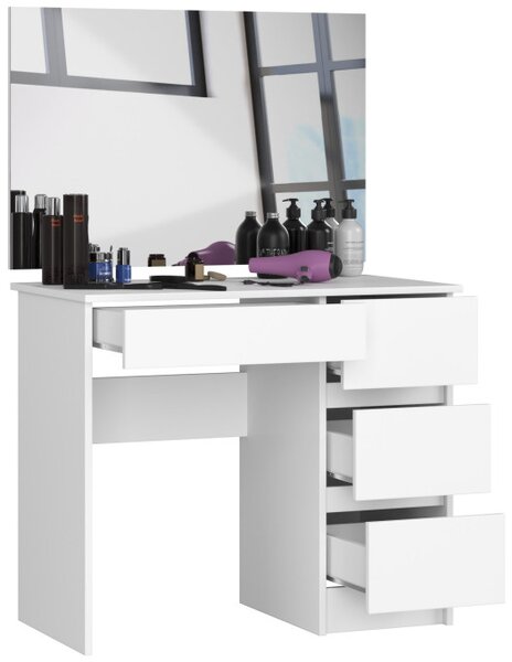 Toaletný stolík so zrkadlom T-6/SL 900x600 pravý, biely