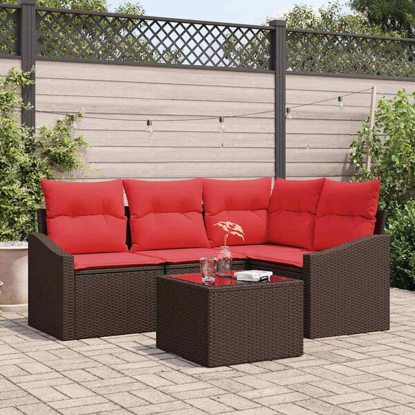 Maison Exclusive – Sedacia súprava, 5 kusov, hnedá [syntetický materiál]: Polyratan