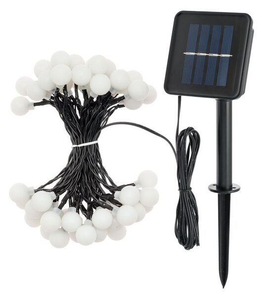 ACA Lighting LED solárne guľôčky, 30 LED, 4,35m+2m, studená biela, IP44, 2 funkcie