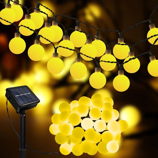 ACA Lighting LED solárne guličky, 30 LED, 4,35m+2m, teplá biela,IP44, 2 funkcie