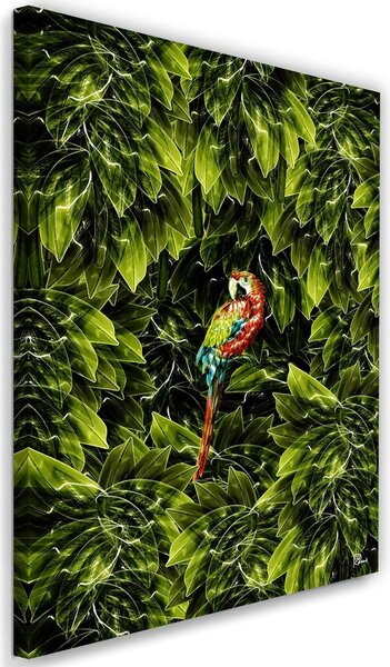 Obraz Papagáj v listoch - Rubiant Veľkosť: 40 x 60 cm, Prevedenie: Obraz na plátne