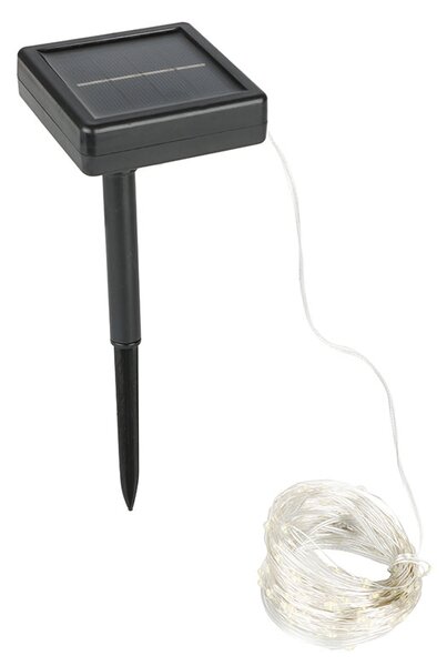 ACA Lighting LED solárna reťaz, 200 LED, 20m+2m, studená biela, IP44, 8 funkcií