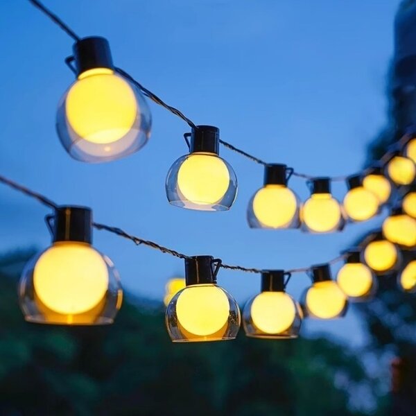 ACA Lighting LED solárne poháre, 11 LED, 2,30m+0,50m, teplá biela,IP44