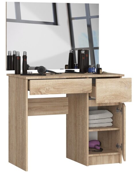 Toaletný stolík so zrkadlom CLP P-2/SL 900x600 pravý, dub sonoma