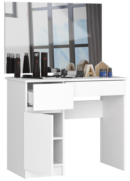 Toaletný stolík so zrkadlom CLP P-2/SL 900x600 ľavý, biely