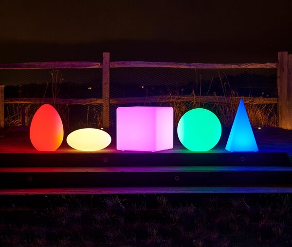 ACA Lighting Solárna a vodotesná LED kocka RGB+W 40 cm, diaľkové ovládanie